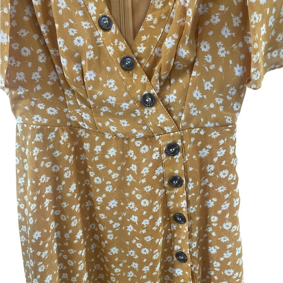 Lulus Dress After Bloom Delight Golden Yellow Floral High Low Mid XS - Picture 3 of 7